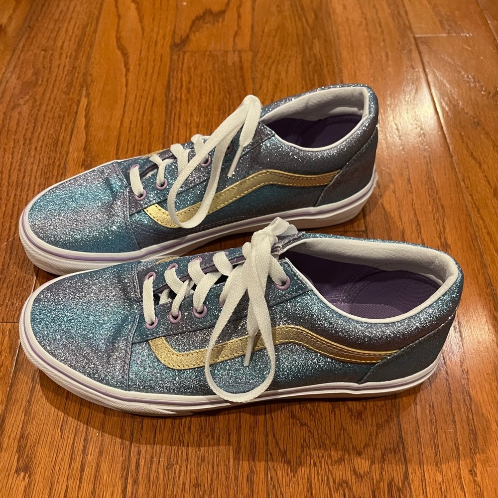 Old school Vans - size 8.5 - ombré glitter blue purple